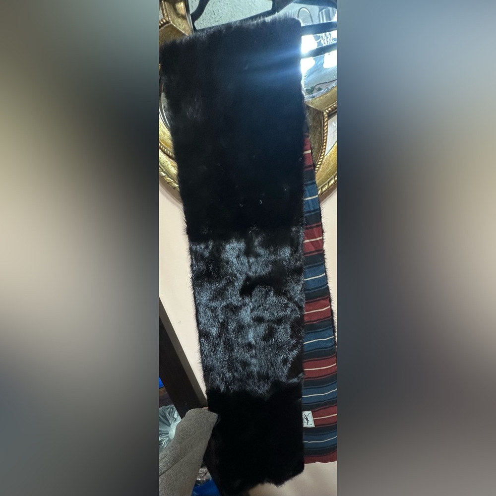 Yves Saint Laurent Black Fur Scarf